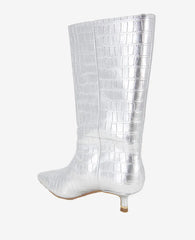 Meryl Leather Metallic Croco Bootie