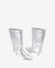 Meryl Leather Metallic Croco Bootie