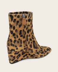GENTLE SOULS - Nash Leopard Suede Side Zip Wedge Bootie