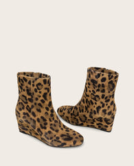 GENTLE SOULS - Nash Leopard Suede Side Zip Wedge Bootie