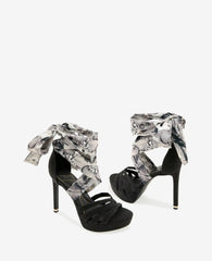 Nikkii Printed Fabric Wrap Around Platform Heel