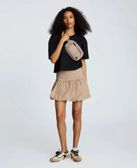 Pull-On Bubble Hem Mini Skirt