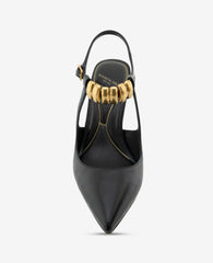 Romi Leather Hardware Ankle Slingback Heel