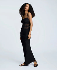 Rouched Mesh Maxi Dress
