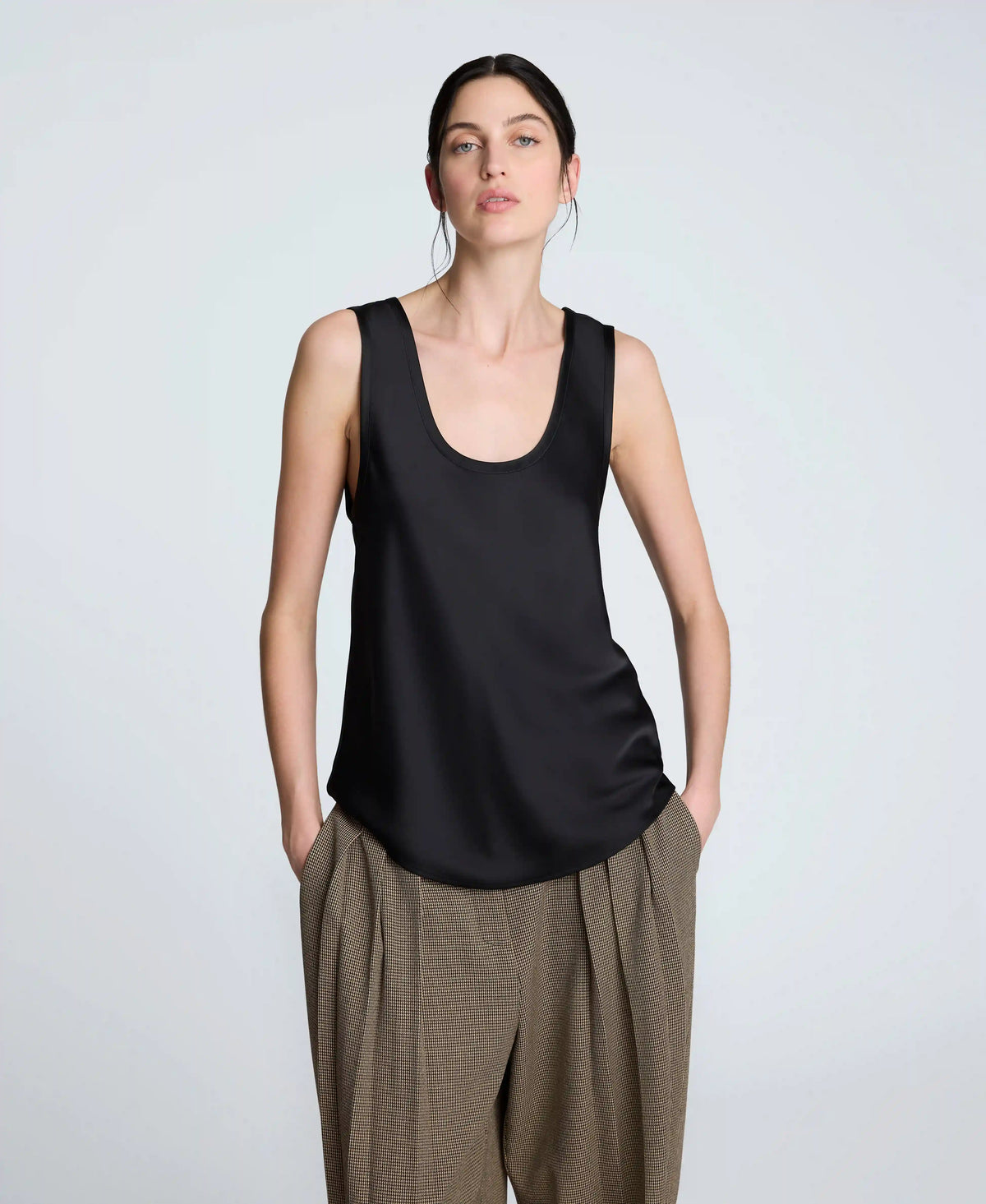 Satin Scoop Neck Tank