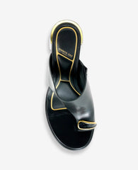 Syndika Leather Stone Toe Ring Heeled Sandal