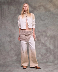 Gradient Oversized Cropped Shacket in Comfort Stretch Denim