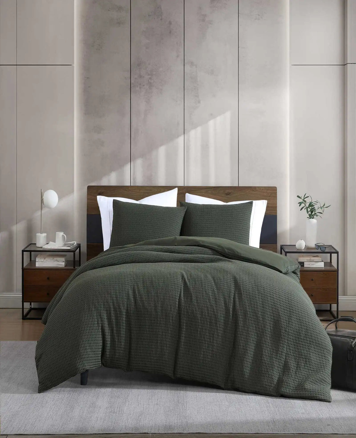 Solid Waffle Comforter Set