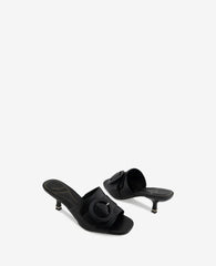Valentina Leather Kitten Heel Slide Sandal