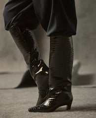 Rubia Croco Patent Tall Heel Boot