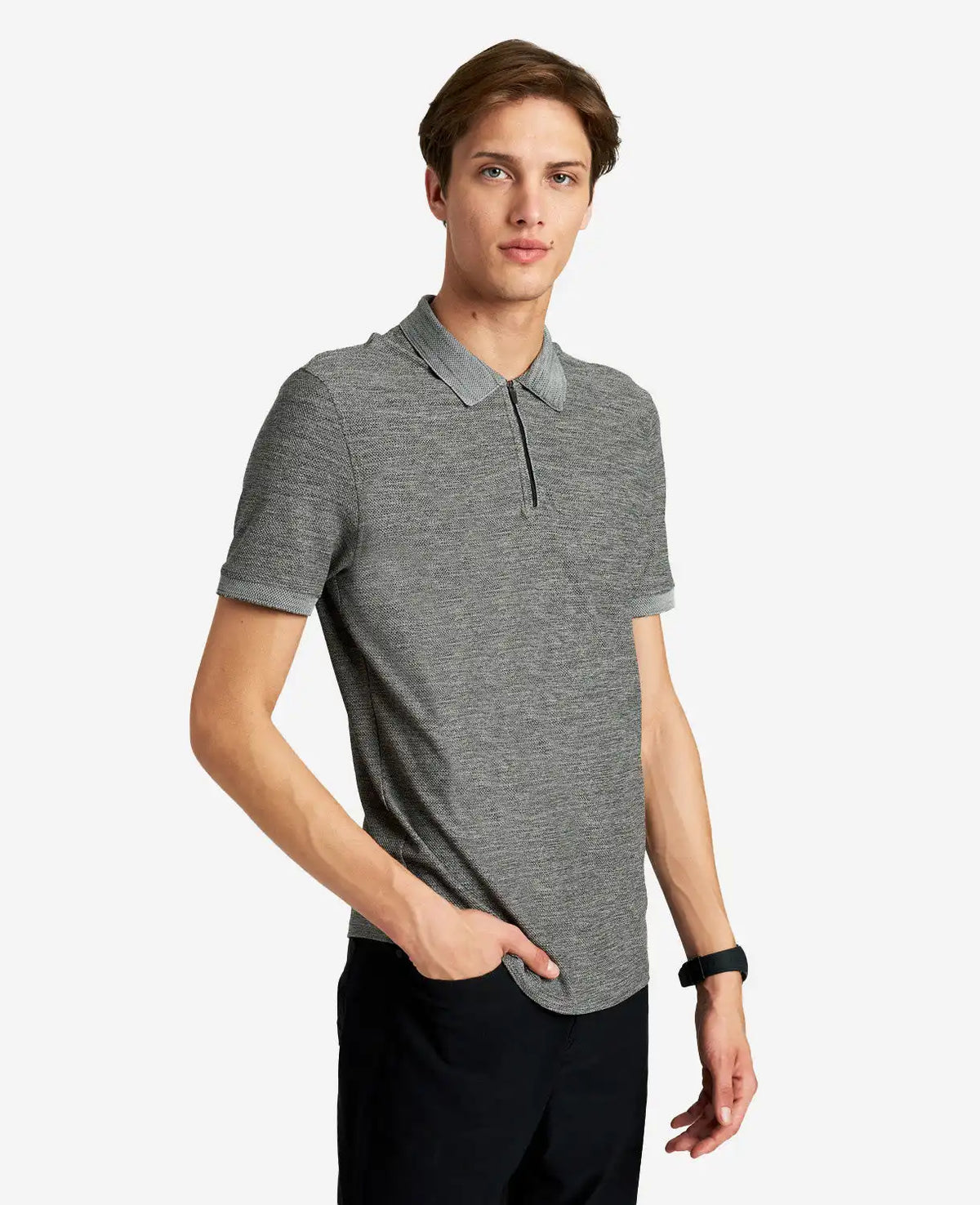 Zip-Up Knit Polo