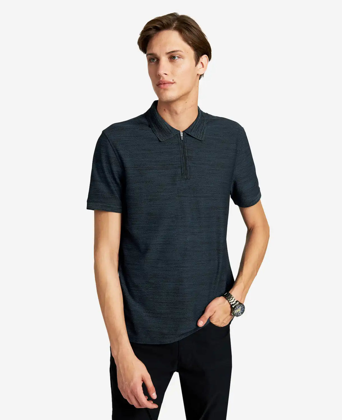 Zip-Up Knit Polo