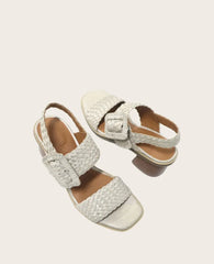 GENTLE SOULS - Madylyn Metallic Woven Leather Heel Sandal